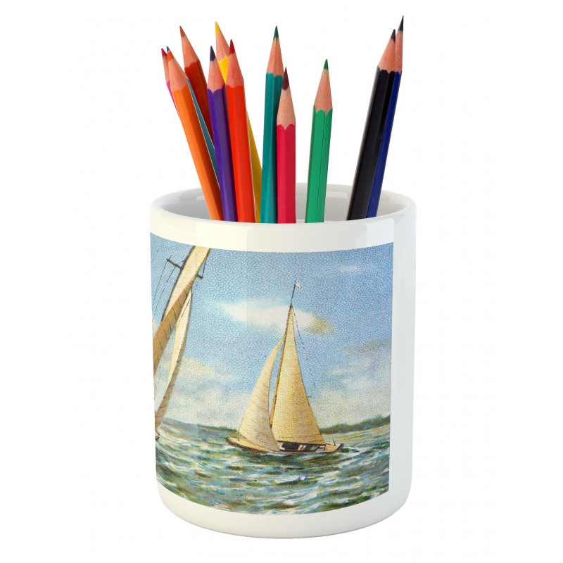 Sailing Wavy Sea Pencil Pen Holder