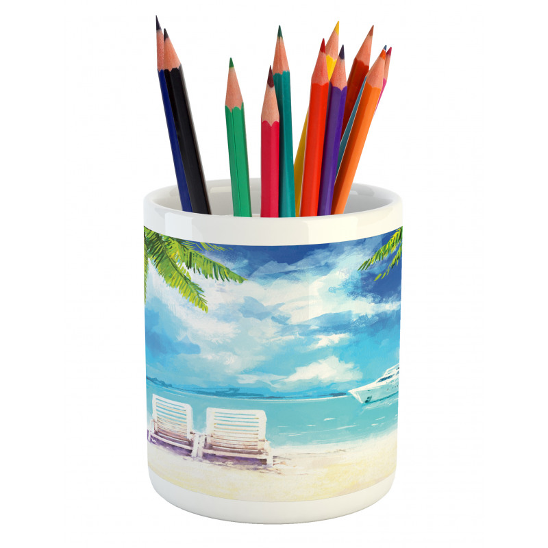 Exotic Beach Palms Pencil Pen Holder