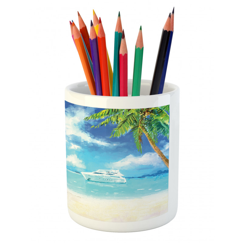 Exotic Beach Palms Pencil Pen Holder