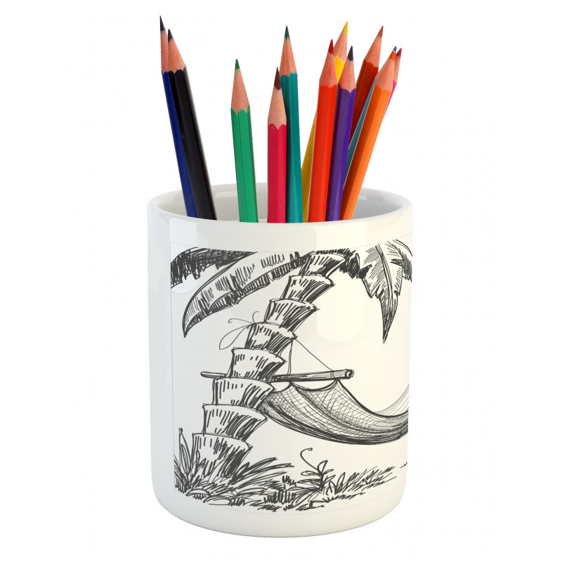 Hammock Palm Trees Pencil Pen Holder