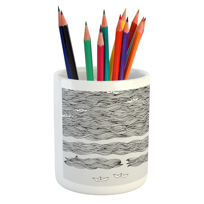 Sketchy Wavy Sea Pencil Pen Holder