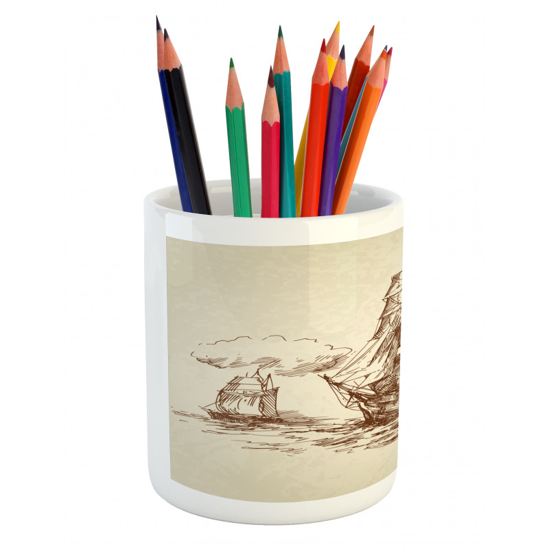 Old Ship Sketch Pencil Pen Holder