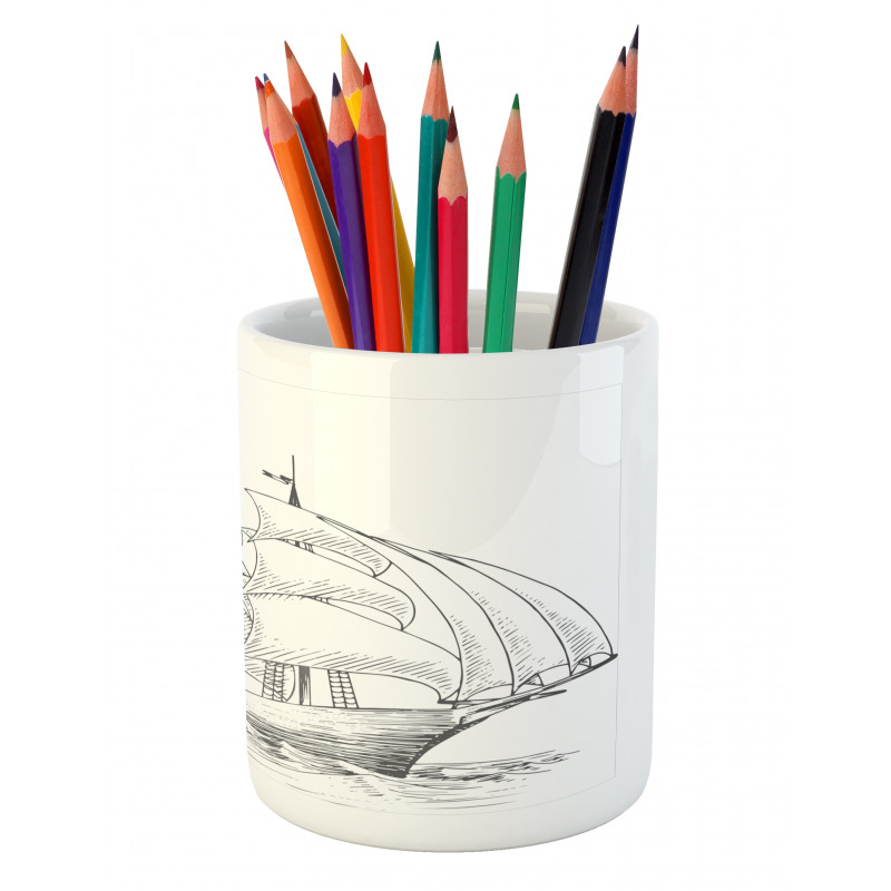 Medieval Ship Sea Pencil Pen Holder