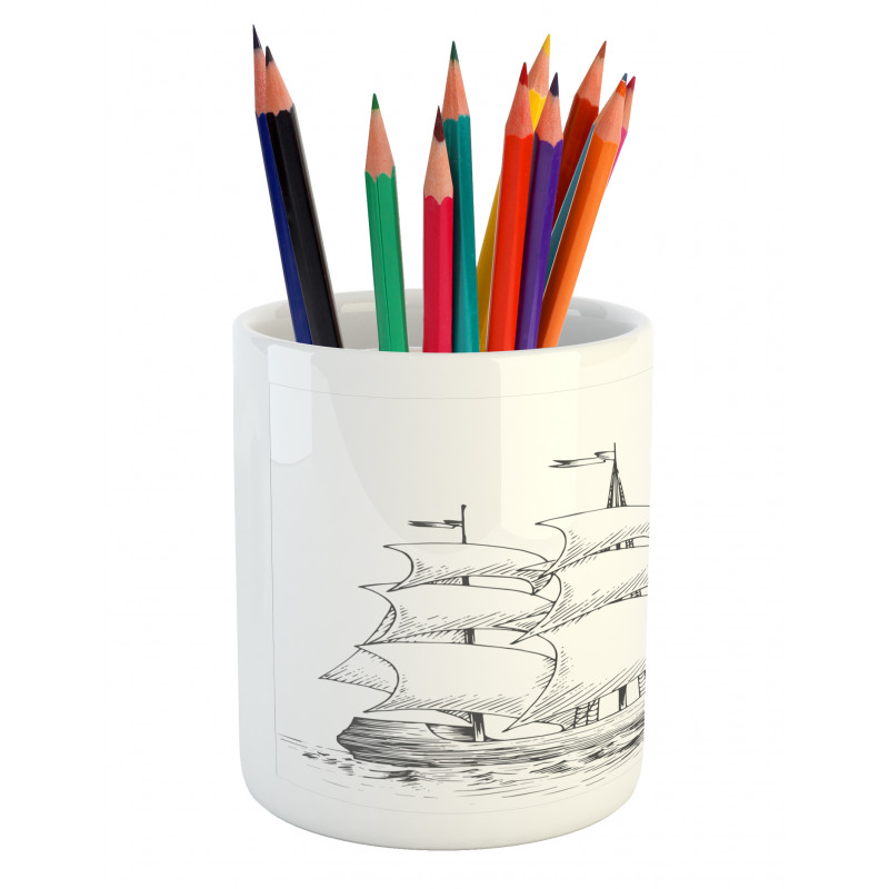 Medieval Ship Sea Pencil Pen Holder