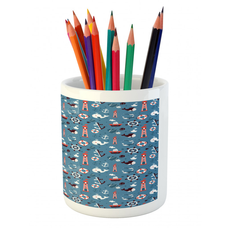 Nautical Doodle Pencil Pen Holder