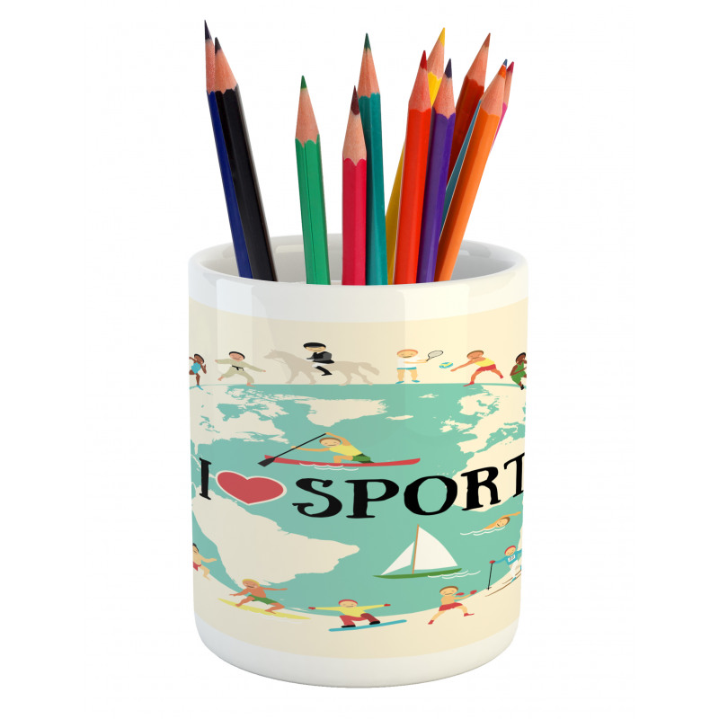 I Love Sports Words Pencil Pen Holder