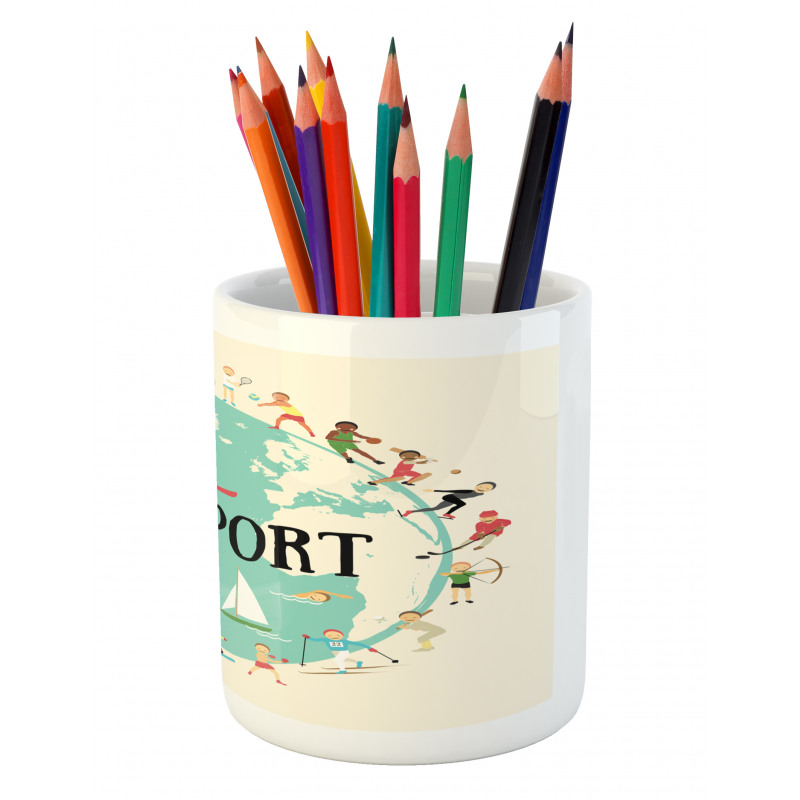 I Love Sports Words Pencil Pen Holder