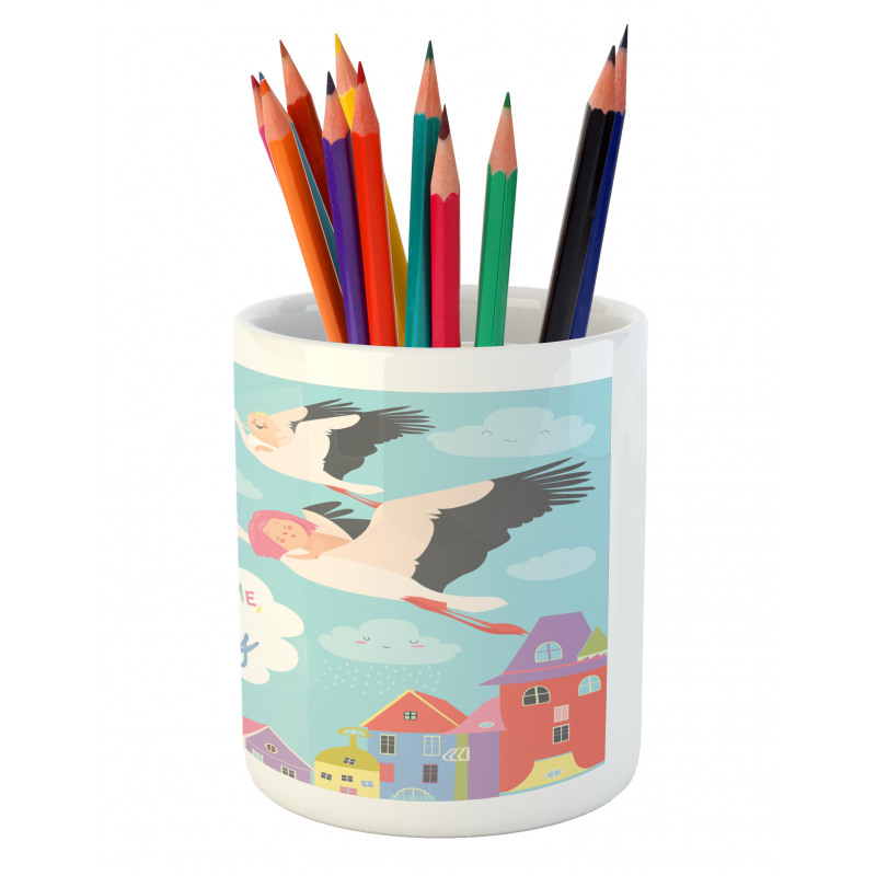 Cartoon Storks Pencil Pen Holder