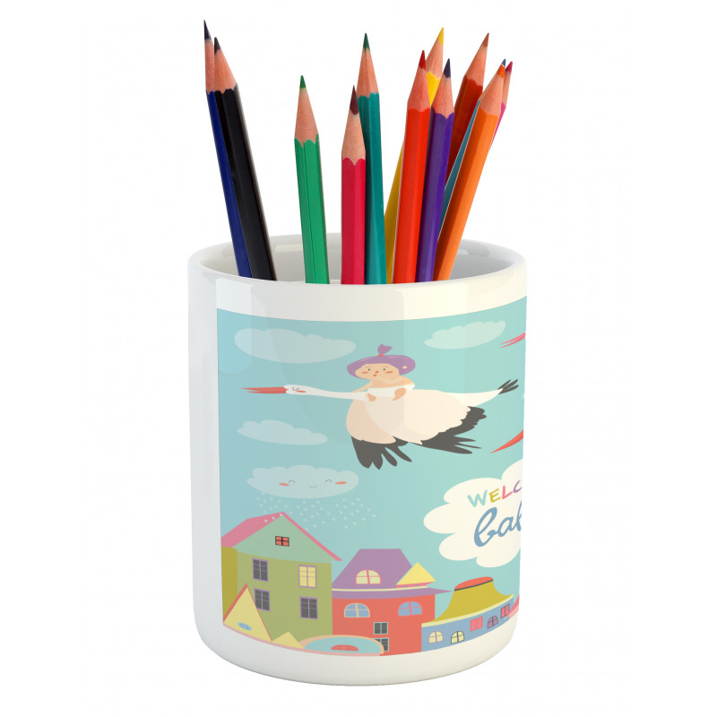 Cartoon Storks Pencil Pen Holder