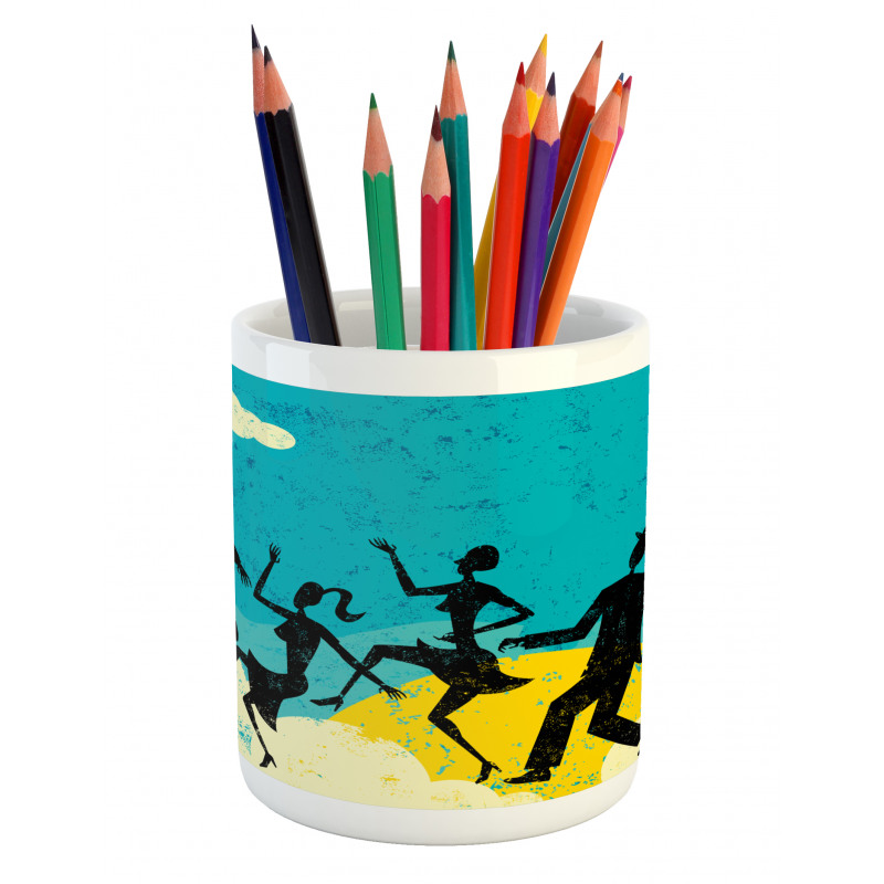 Grunge Silhouette Dancing Pencil Pen Holder