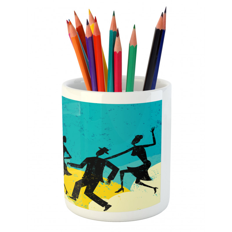 Grunge Silhouette Dancing Pencil Pen Holder