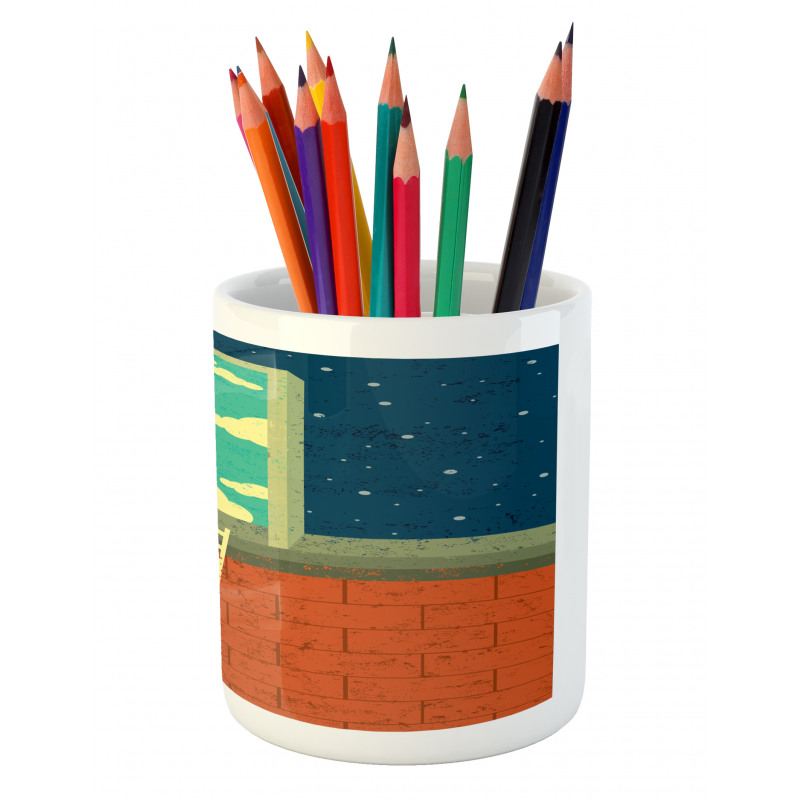 Woman on Ladder Pencil Pen Holder