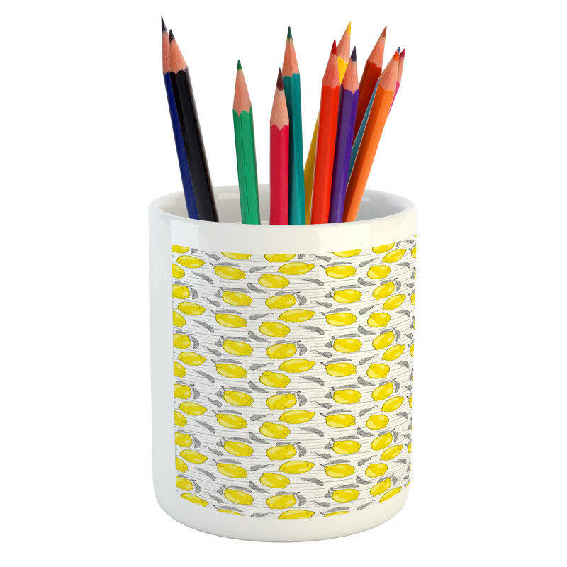 Sketched Lemon Pattern Pencil Pen Holder