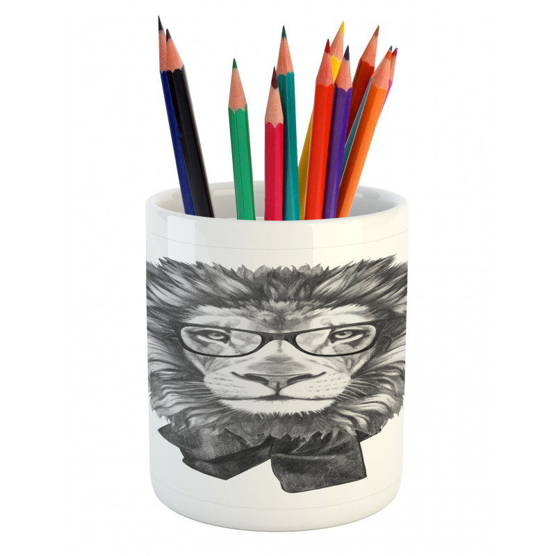 Hipster Animal in Glasses Pencil Pen Holder