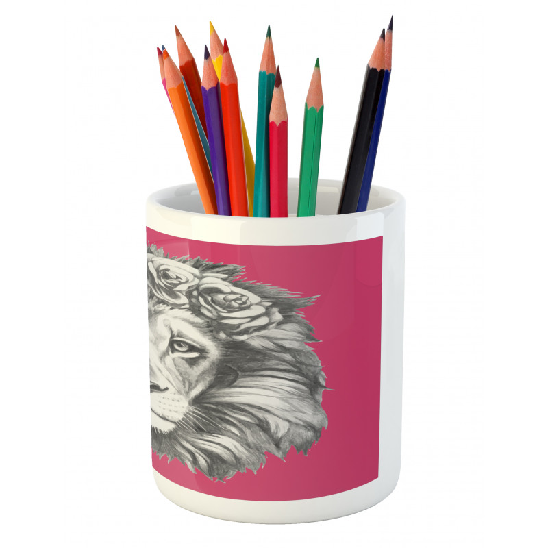 Wild Animal Floral Wreath Pencil Pen Holder