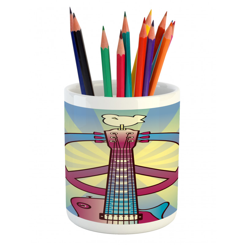 Woodstock Music Theme Pencil Pen Holder