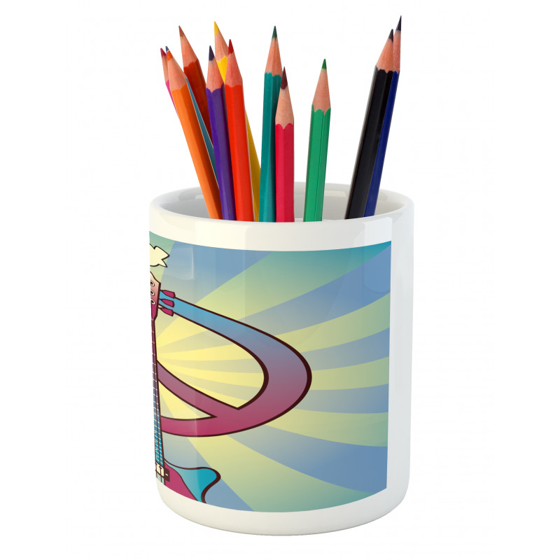 Woodstock Music Theme Pencil Pen Holder