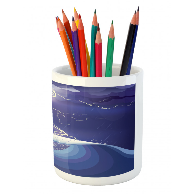 Heavy Storm in the Ocean Pencil Pen Holder