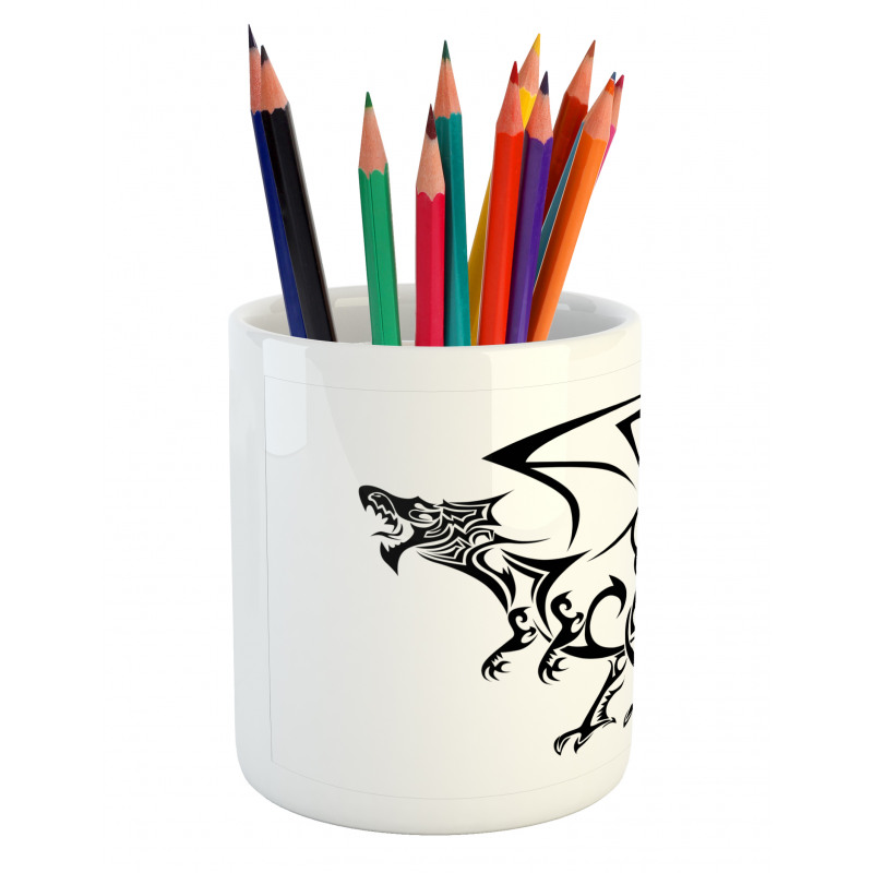 Tribal Dragon Sketch Pencil Pen Holder