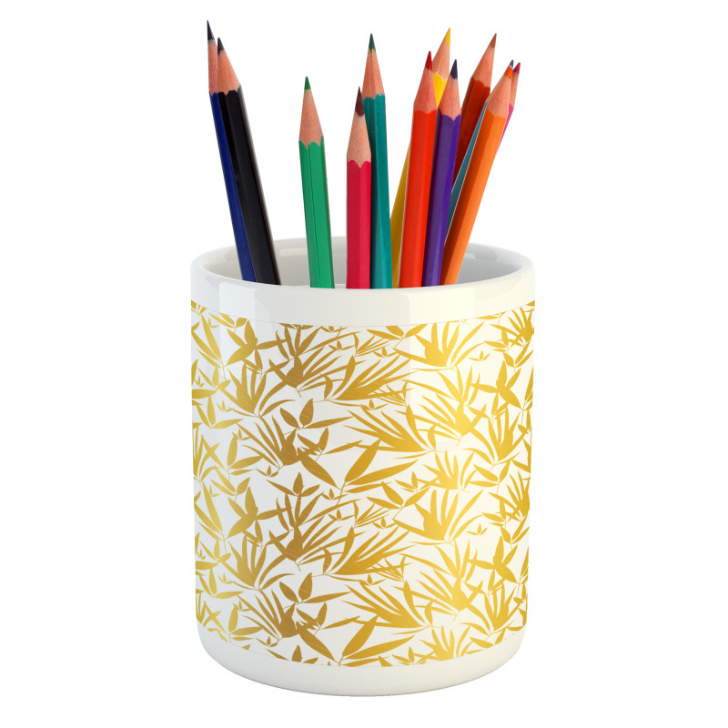 Tropic Bamboo Leaves Pencil Pen Holder