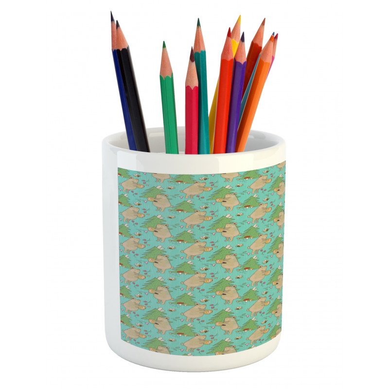 Caricature Forest Bear Pencil Pen Holder