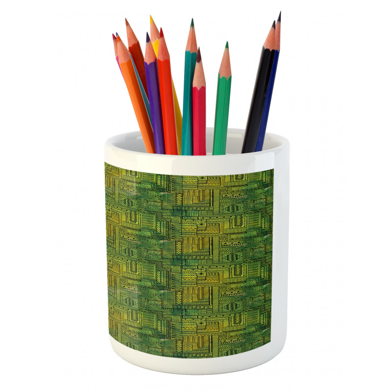 Tribal Style Geometry Pencil Pen Holder