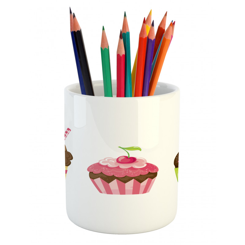 Puffy Party Cupcakes Pencil Pen Holder