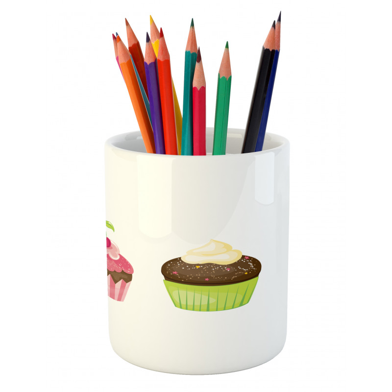 Puffy Party Cupcakes Pencil Pen Holder