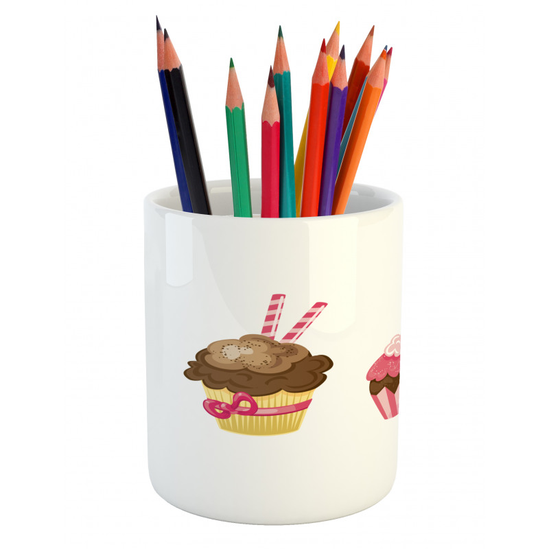 Puffy Party Cupcakes Pencil Pen Holder