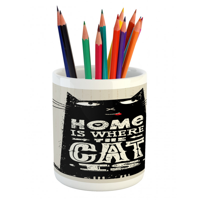 Black Cat Stained Pencil Pen Holder