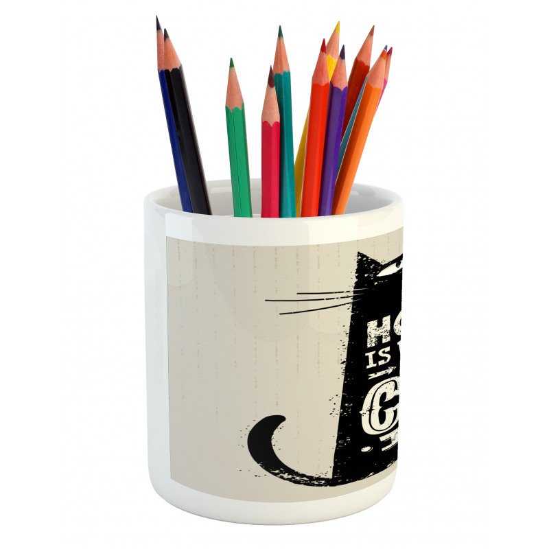 Black Cat Stained Pencil Pen Holder