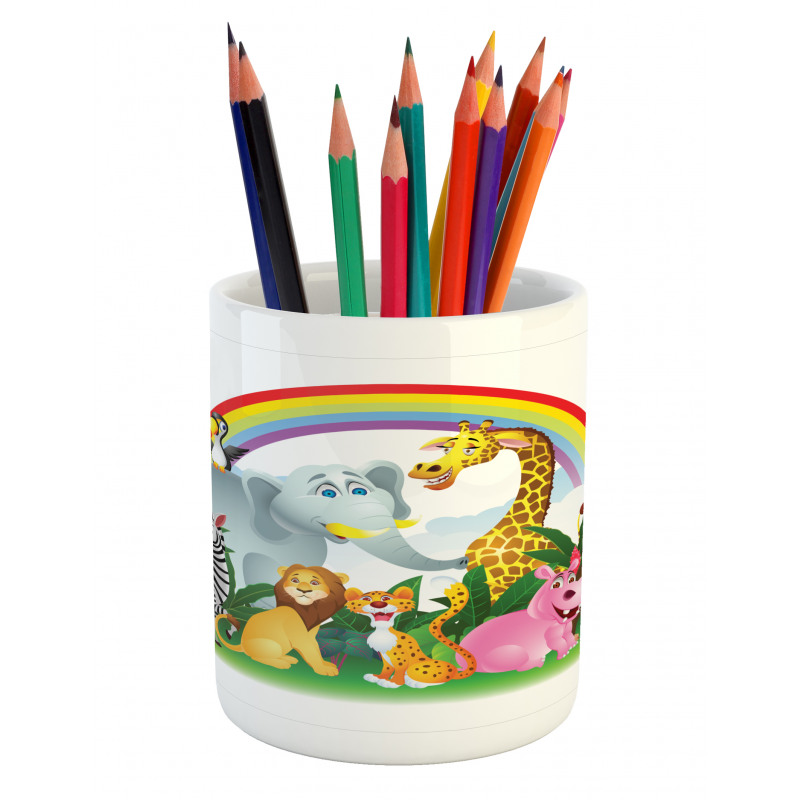 Animals Under Rainbow Pencil Pen Holder