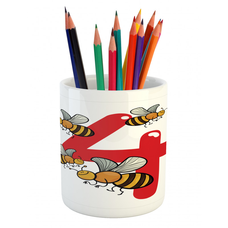 4 Hardworking Bees Pencil Pen Holder