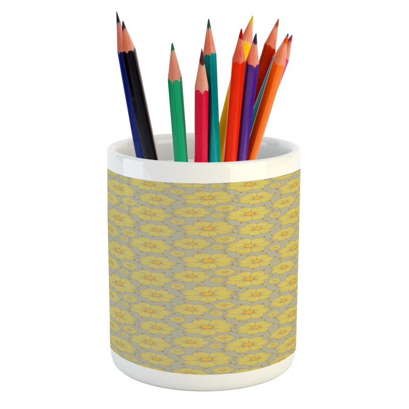 Doodle Yellow Petals Pencil Pen Holder