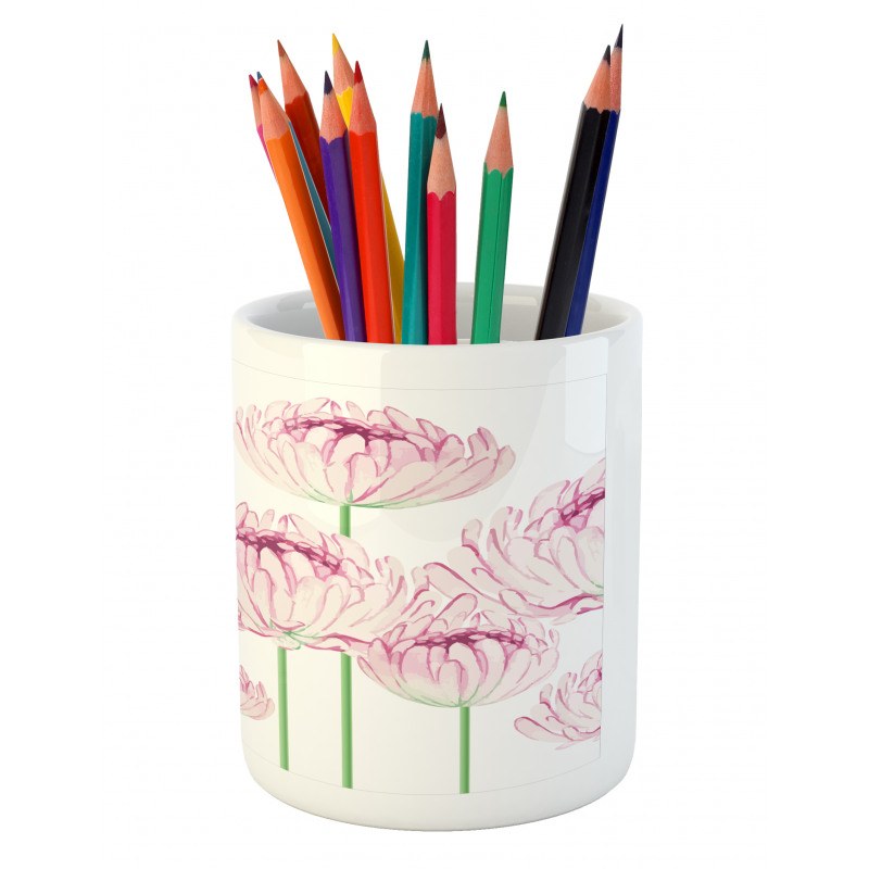 Tender Peony Flowers Pencil Pen Holder