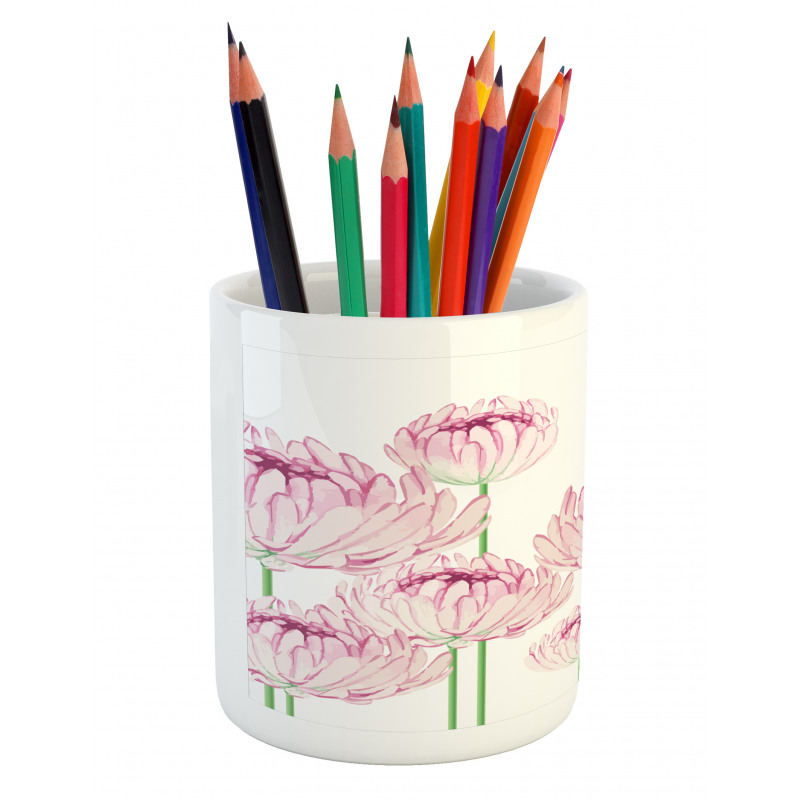 Tender Peony Flowers Pencil Pen Holder