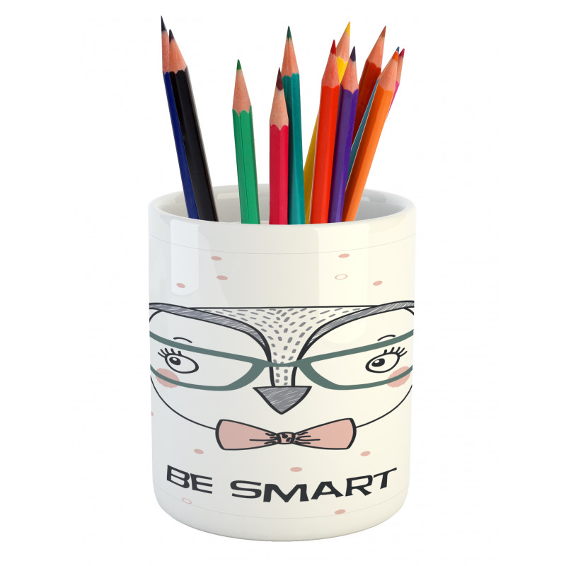 Cartoon Smart Owl Boy Pencil Pen Holder