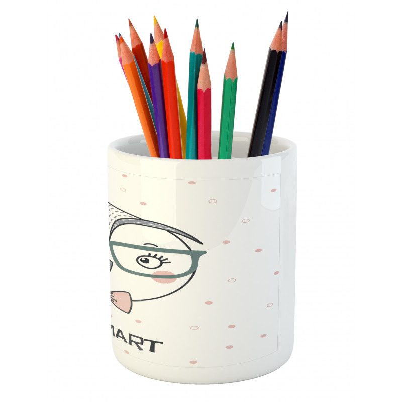 Cartoon Smart Owl Boy Pencil Pen Holder