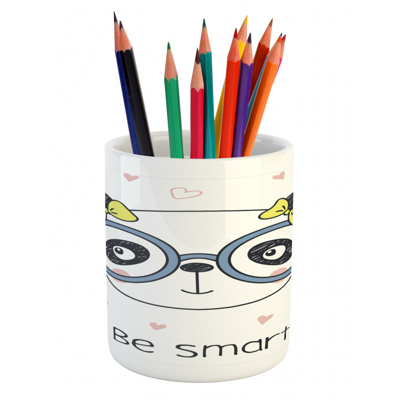 Doodle Panda Girl Glasses Pencil Pen Holder