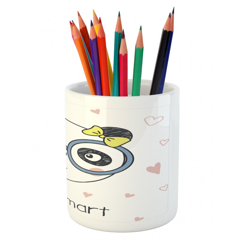 Doodle Panda Girl Glasses Pencil Pen Holder