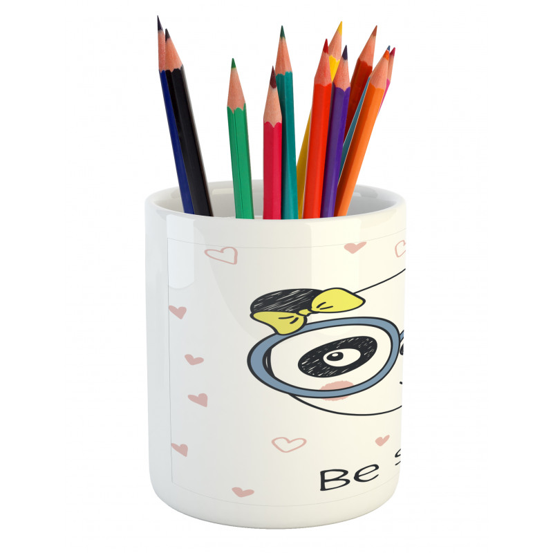 Doodle Panda Girl Glasses Pencil Pen Holder