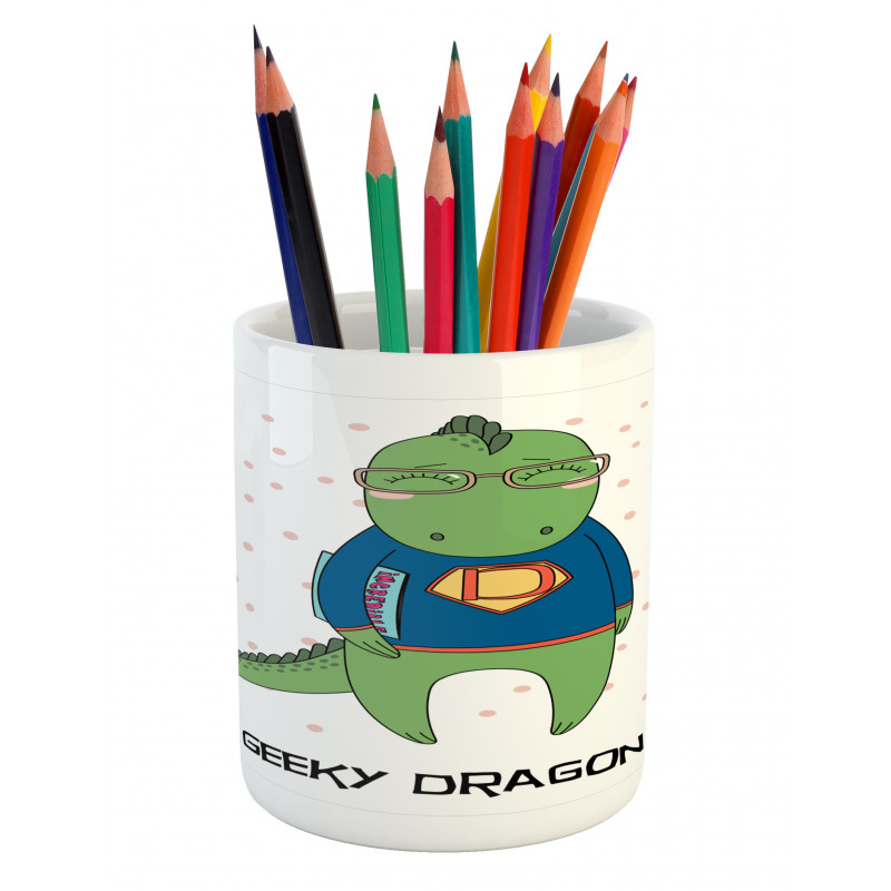 Nerd Dragon and Comic Book Pencil Pen Holder