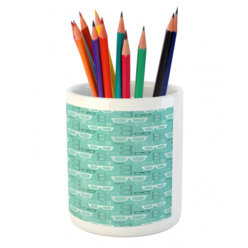 Silhouette Doodle Glasses Pencil Pen Holder