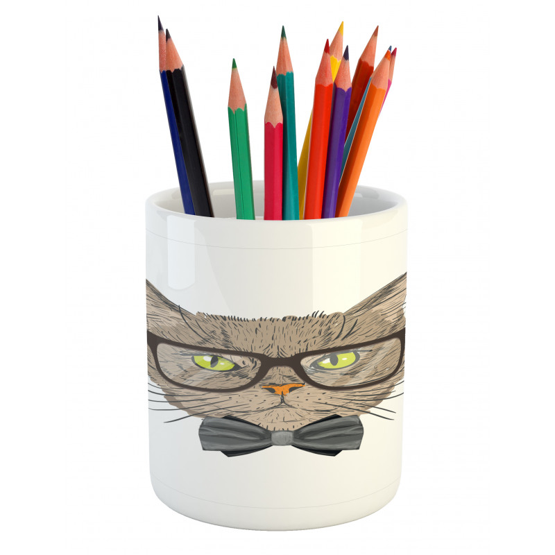 Urban Style Hipster Cat Pencil Pen Holder