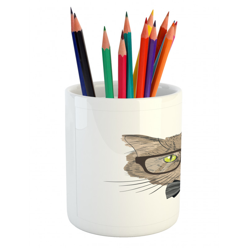 Urban Style Hipster Cat Pencil Pen Holder