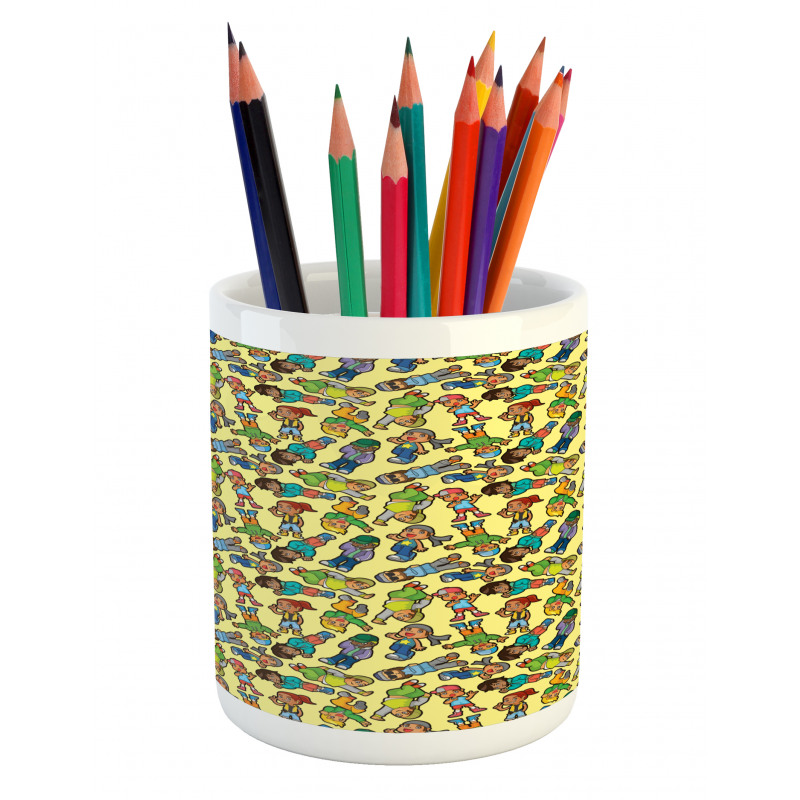 Cartoon Boys and Girls Pencil Pen Holder