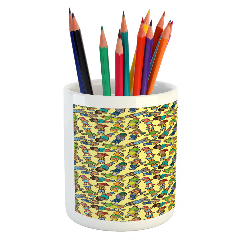 Cartoon Boys and Girls Pencil Pen Holder