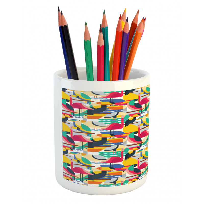 Toucan and Flamingos Pencil Pen Holder