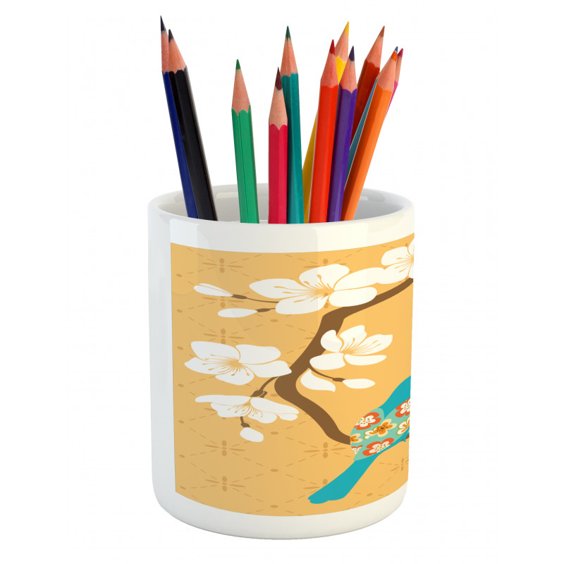 Birds on Cherry Blossom Pencil Pen Holder