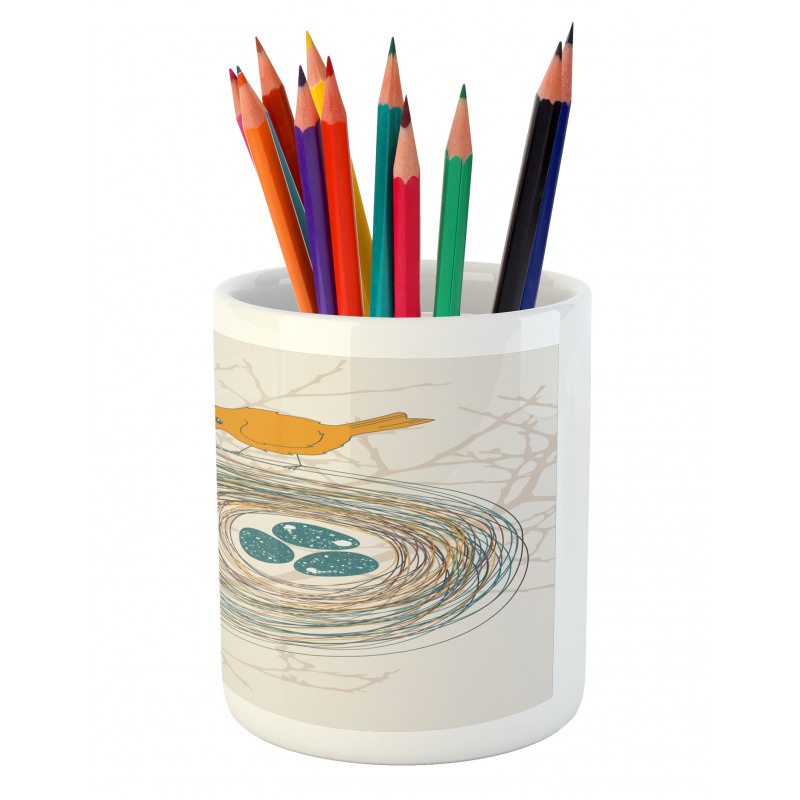 Blue Eggs in Birds Nest Pencil Pen Holder